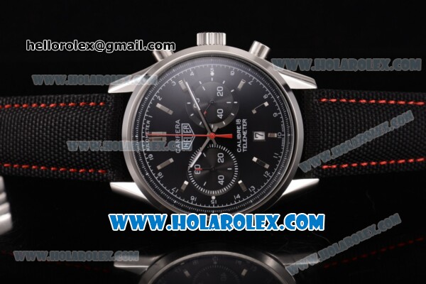 Tag Heuer Carrera Calibre 18 Chronograph Miyota Quartz Steel Case with Black Dial and Silver Stick Markers - Click Image to Close